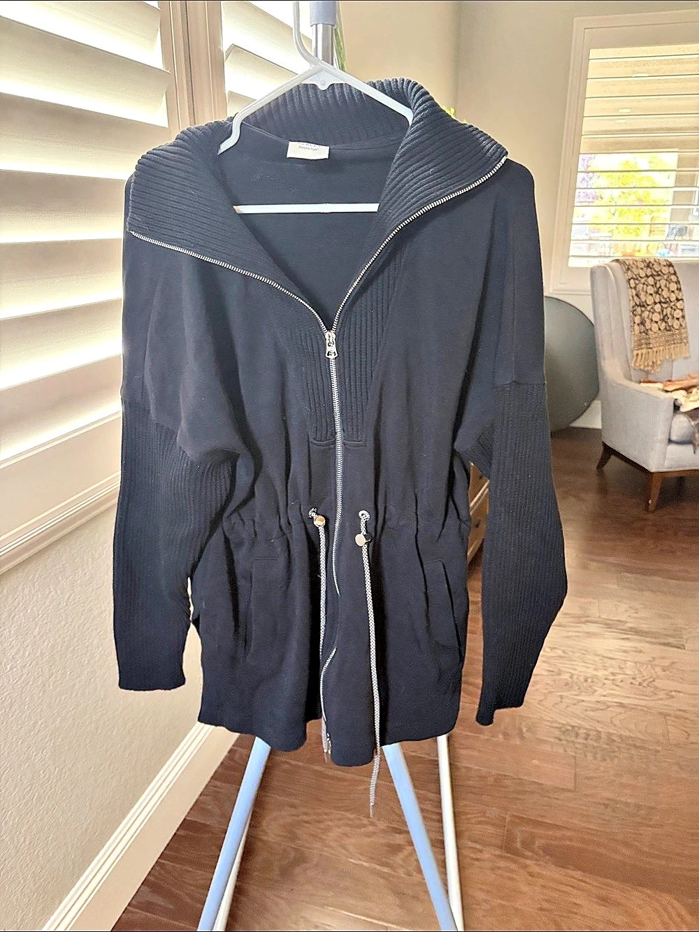 Varley Double Soft Black Ribbed Zip Jacket Size Small